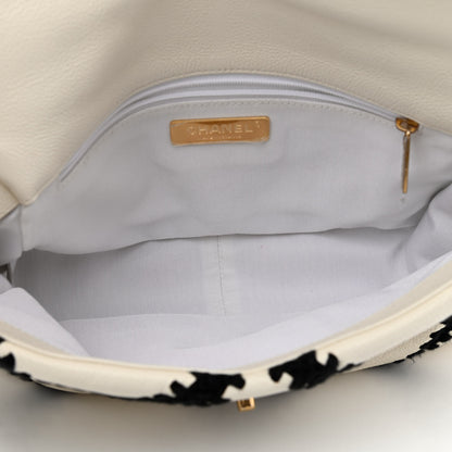 Chanel Calfskin Crochet Medium Chanel 19 Flap White Black 5 of 9