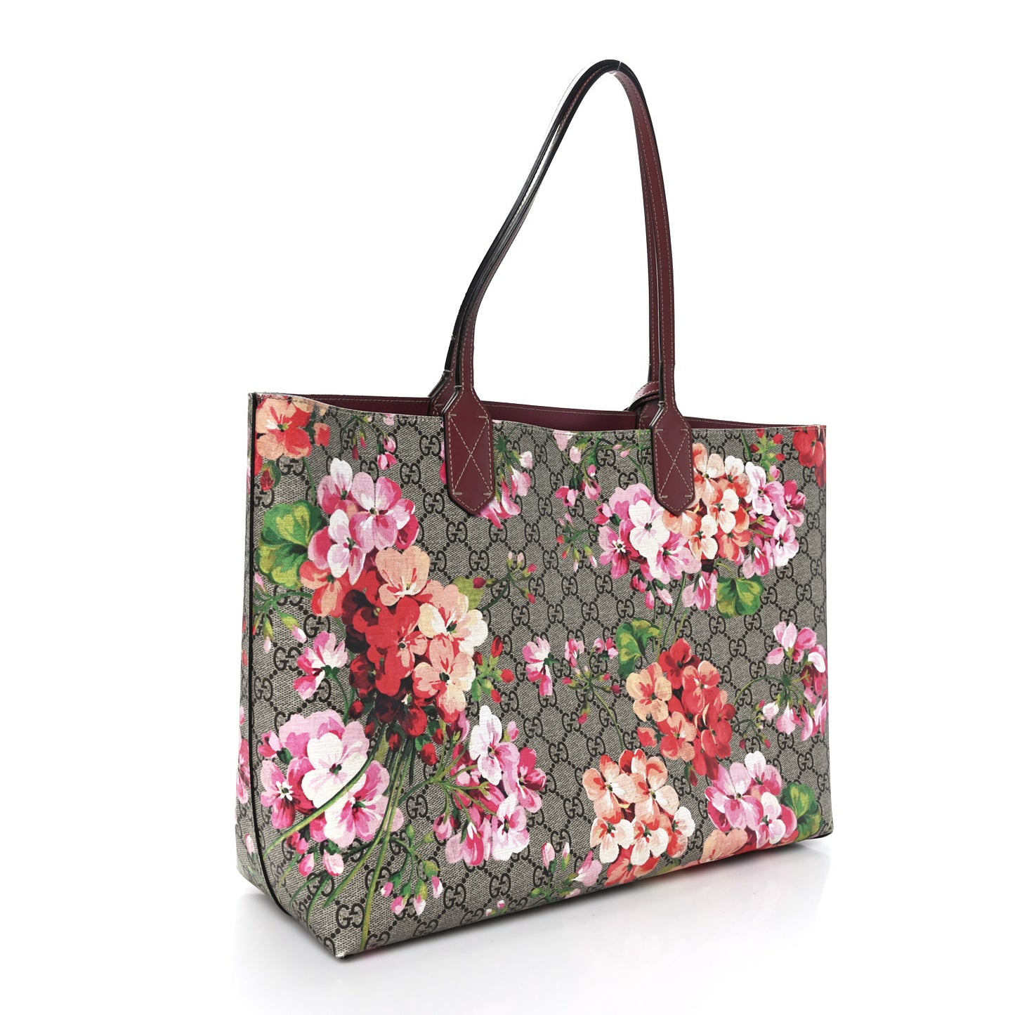 GG Supreme Monogram Blooms Medium Reversible Tote Beige Multicolor Dry Rose