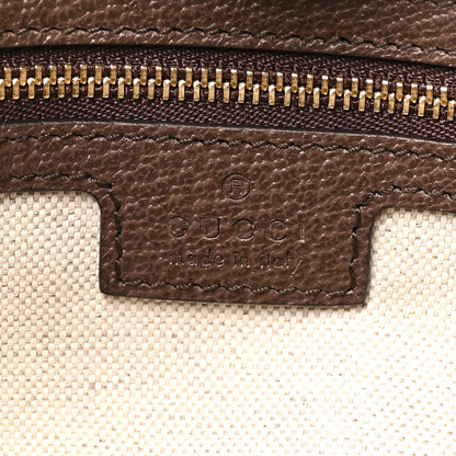 Gucci Monogram Jumbo GG Textured Dollar Calfskin Web Medium Ophidia Shopping Tote Camel Ebony 5 of 9