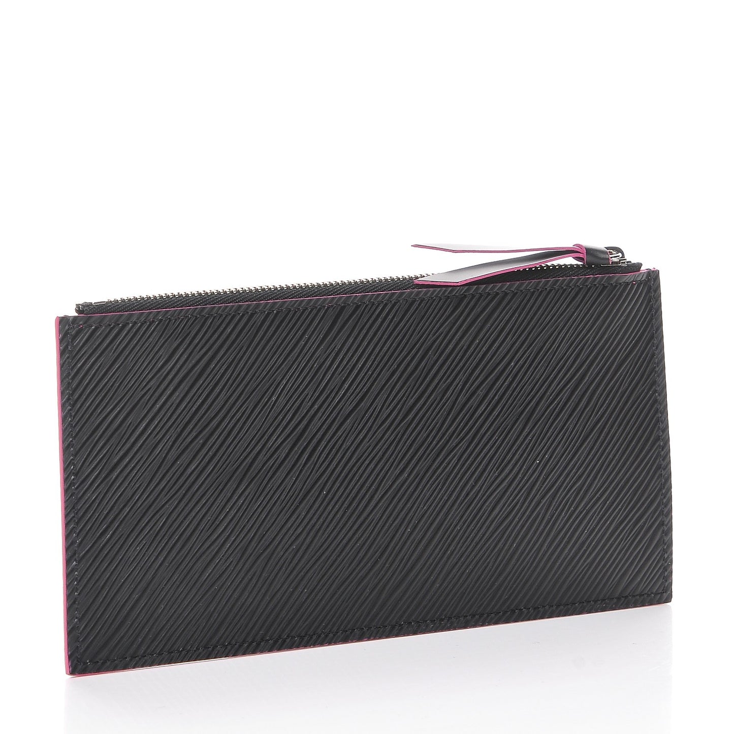 Epi Felicie Chain Wallet Zippered Insert Black Hot Pink