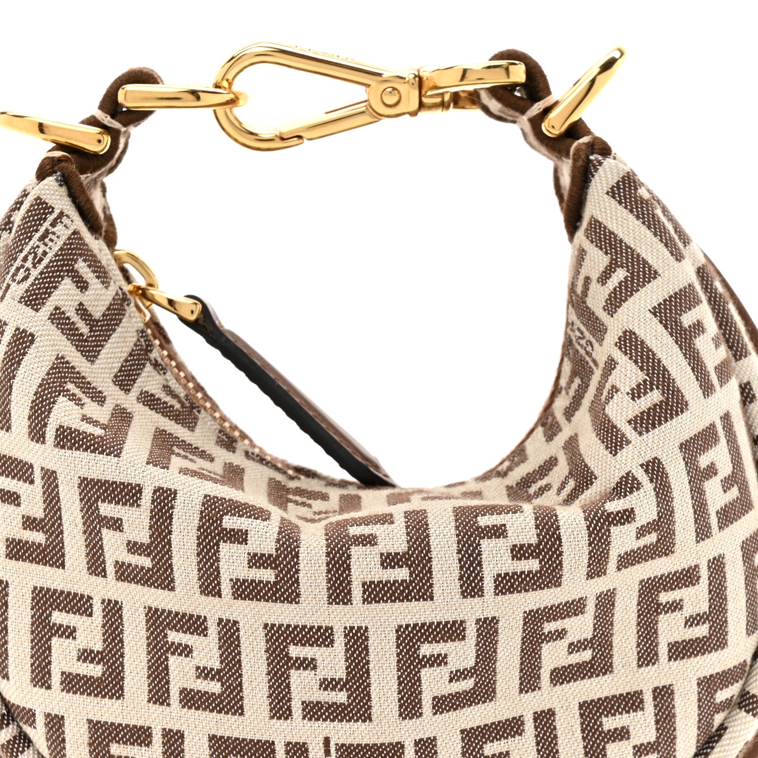 Fendi Fabric Jacquard FF 1974 Nano Fendigraphy Hobo Charm Beige 8 of 10