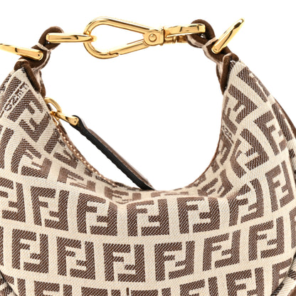Fendi Fabric Jacquard FF 1974 Nano Fendigraphy Hobo Charm Beige 8 of 10