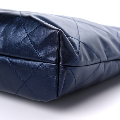 Chanel Metallic Calfskin Quilted Small Chanel 22 Navy Blue 10 of 11