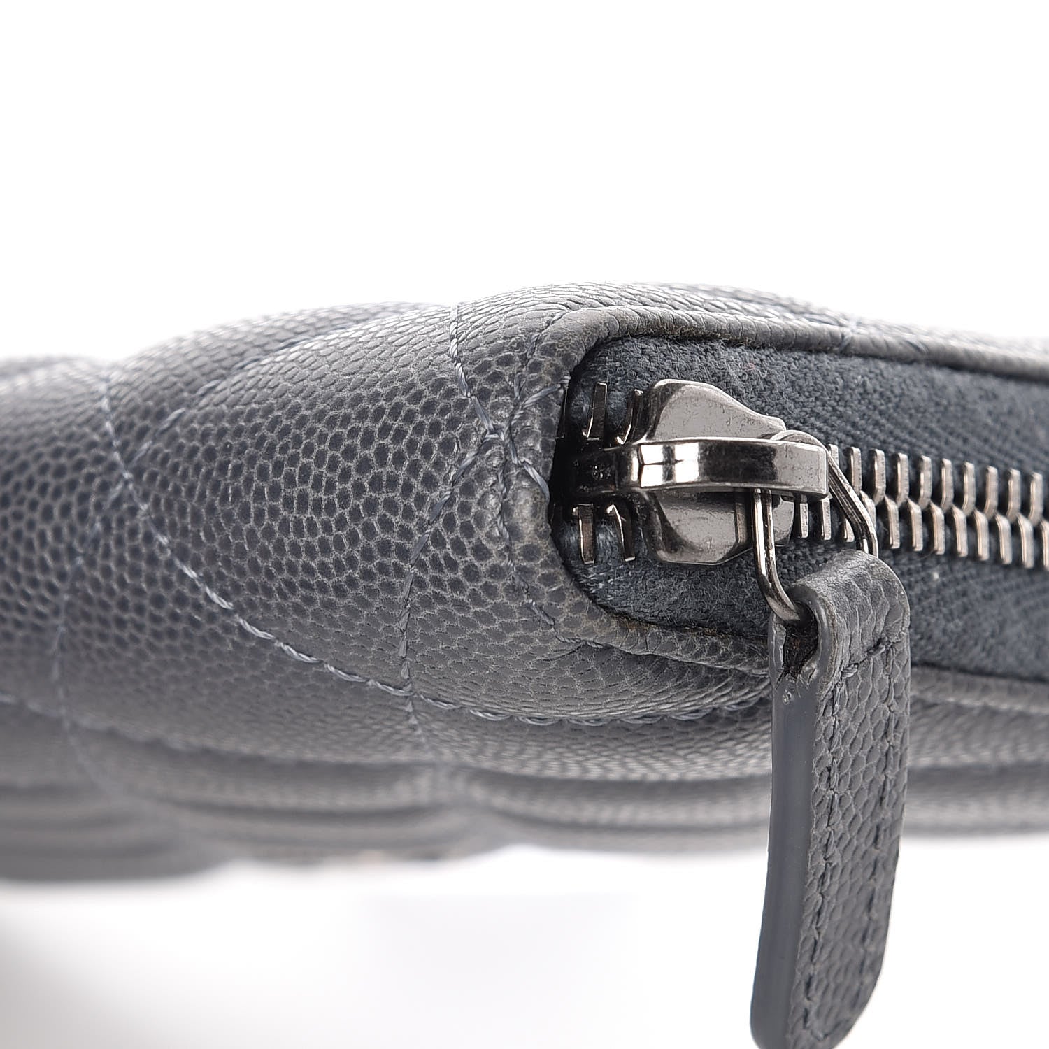 Chanel Caviar Quilted Large Gusset Zip Around Wallet Grey 12 of 13
