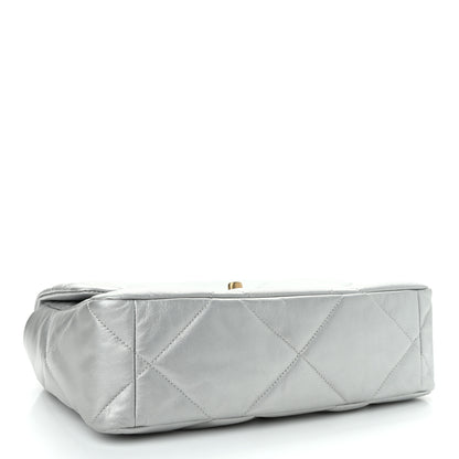 Chanel Metallic Goatskin Quilted Large Chanel 19 Flap Silver 4 of 11