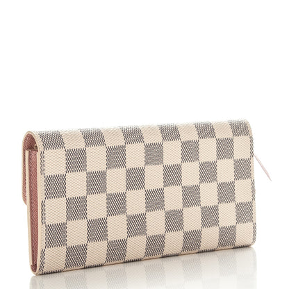 Louis Vuitton Damier Azur Emilie Wallet Rose Ballerine 3 of 7