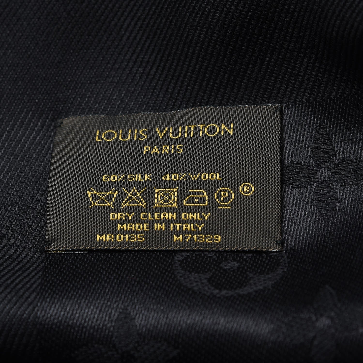 Louis Vuitton Silk Wool Monogram Shawl Black 4 of 6