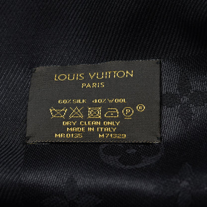Louis Vuitton Silk Wool Monogram Shawl Black 4 of 6