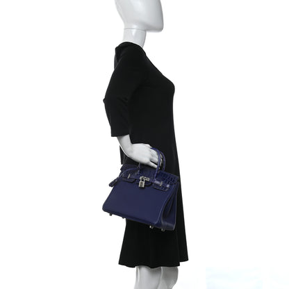 Hermes Togo Shiny Niloticus Crocodile Birkin Touch 25 Bleu Encre 2 of 10