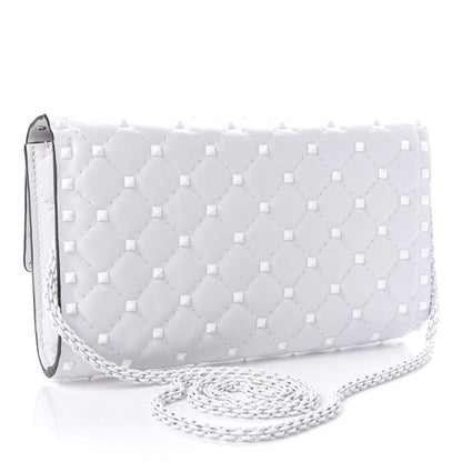 Valentino Garavani Lambskin Free Rockstud Spike Wallet on Chain Optic White 3 of 11