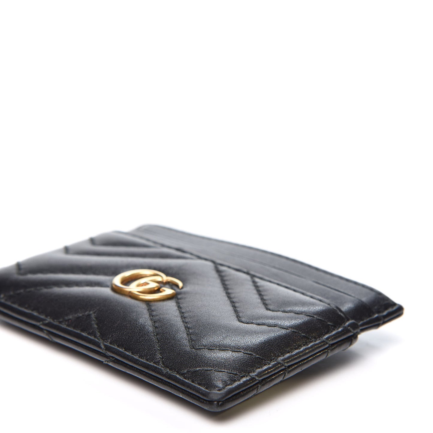 Calfskin Matelasse GG Marmont Card Holder Black