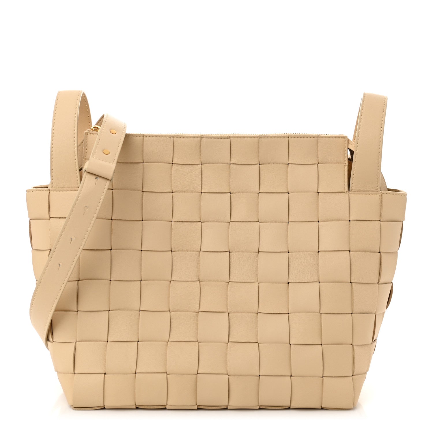Bottega Veneta Lambskin Maxi Intrecciato Bowling Cassette Shoulder Bag Porridge 1 of 10