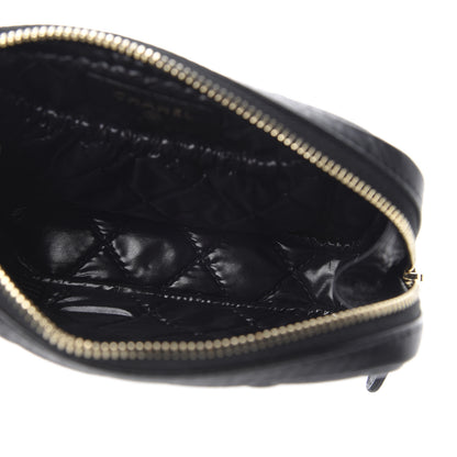 Chanel Grained Calfskin Quilted Small Curvy Pouch Cosmetic Case Black 5 of 8