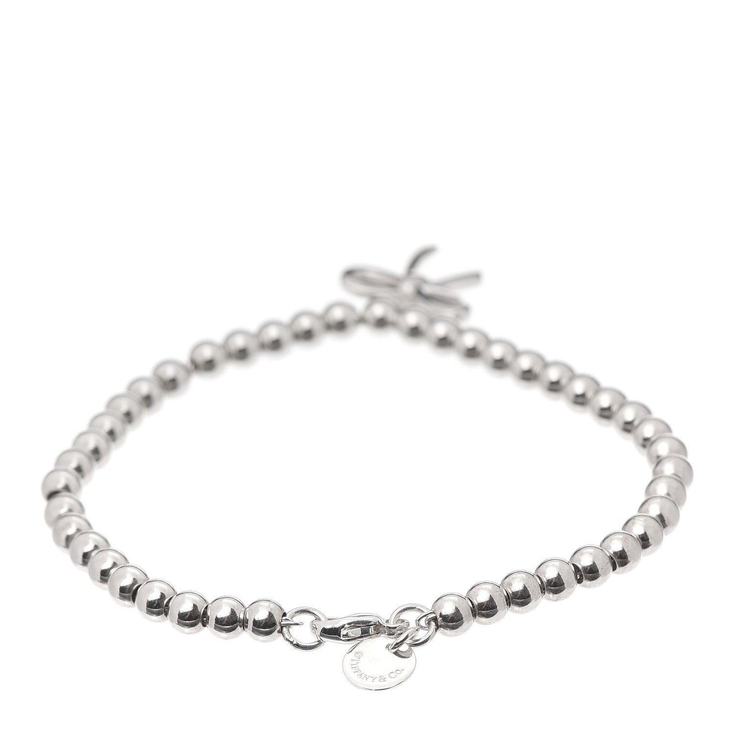 Tiffany Sterling Silver 4mm Bow Bead Bracelet 3 of 6