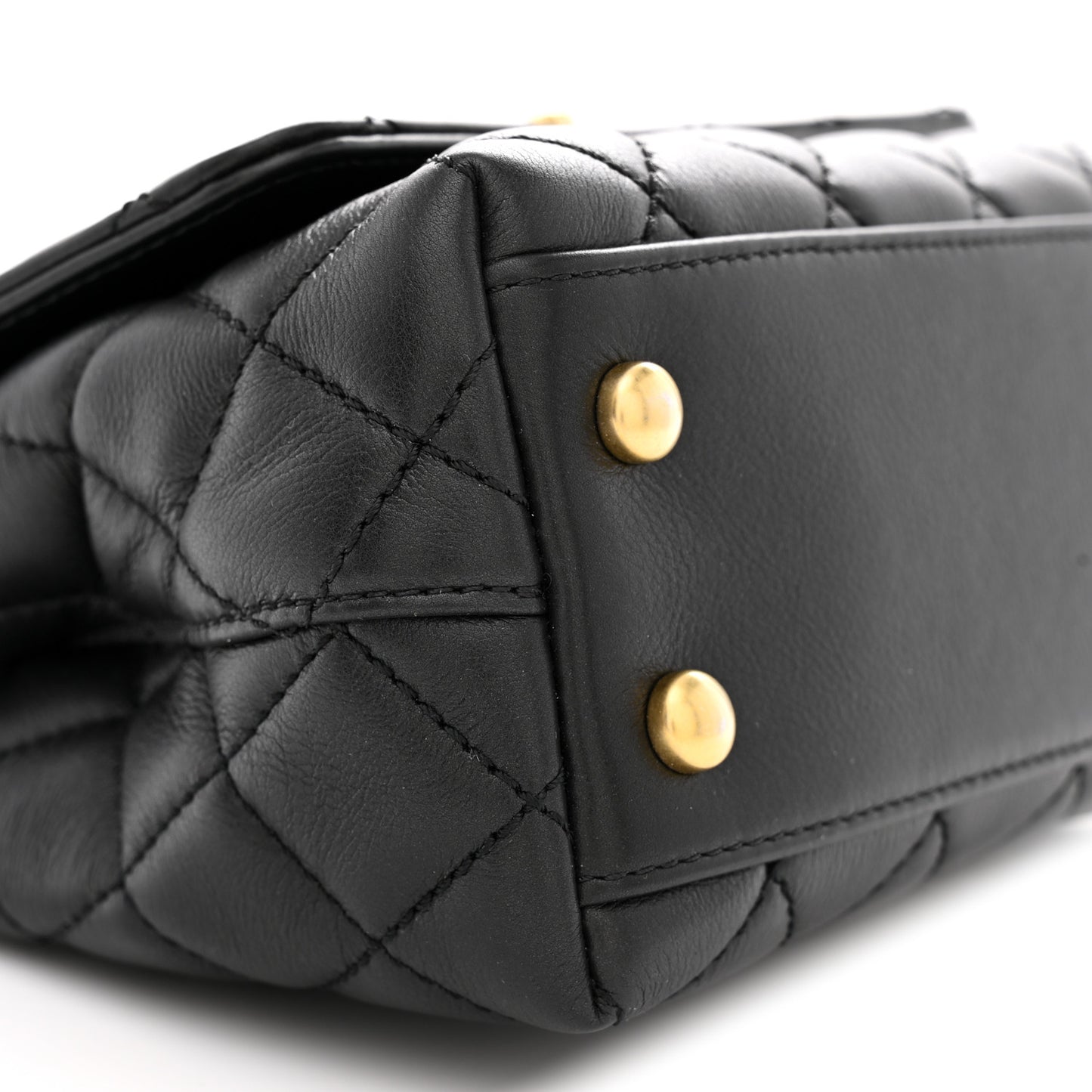 Calfskin Crystal Quilted Extra Mini Coco Handle Flap Black
