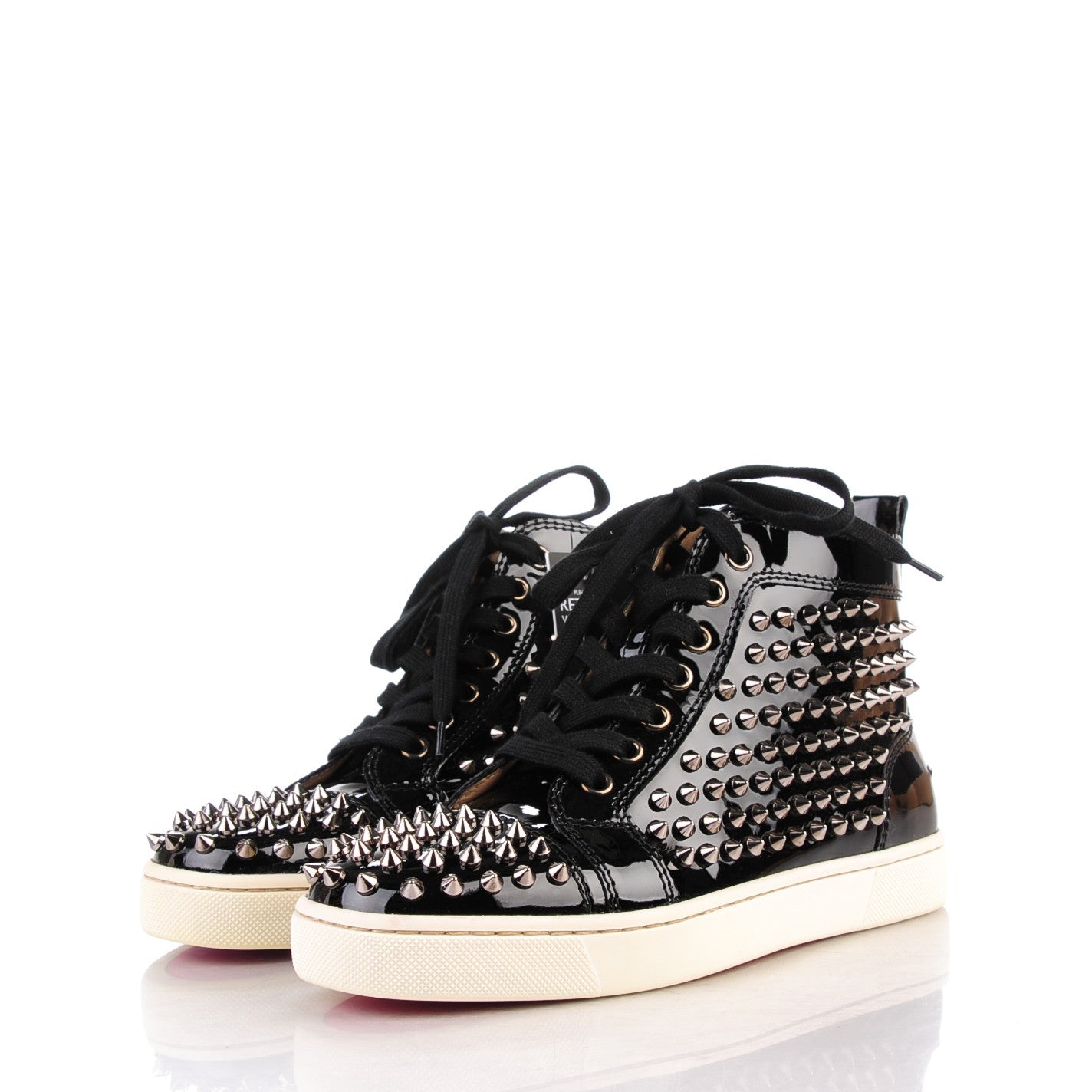 Patent Louis Spikes Flat Sneakers 36 Black