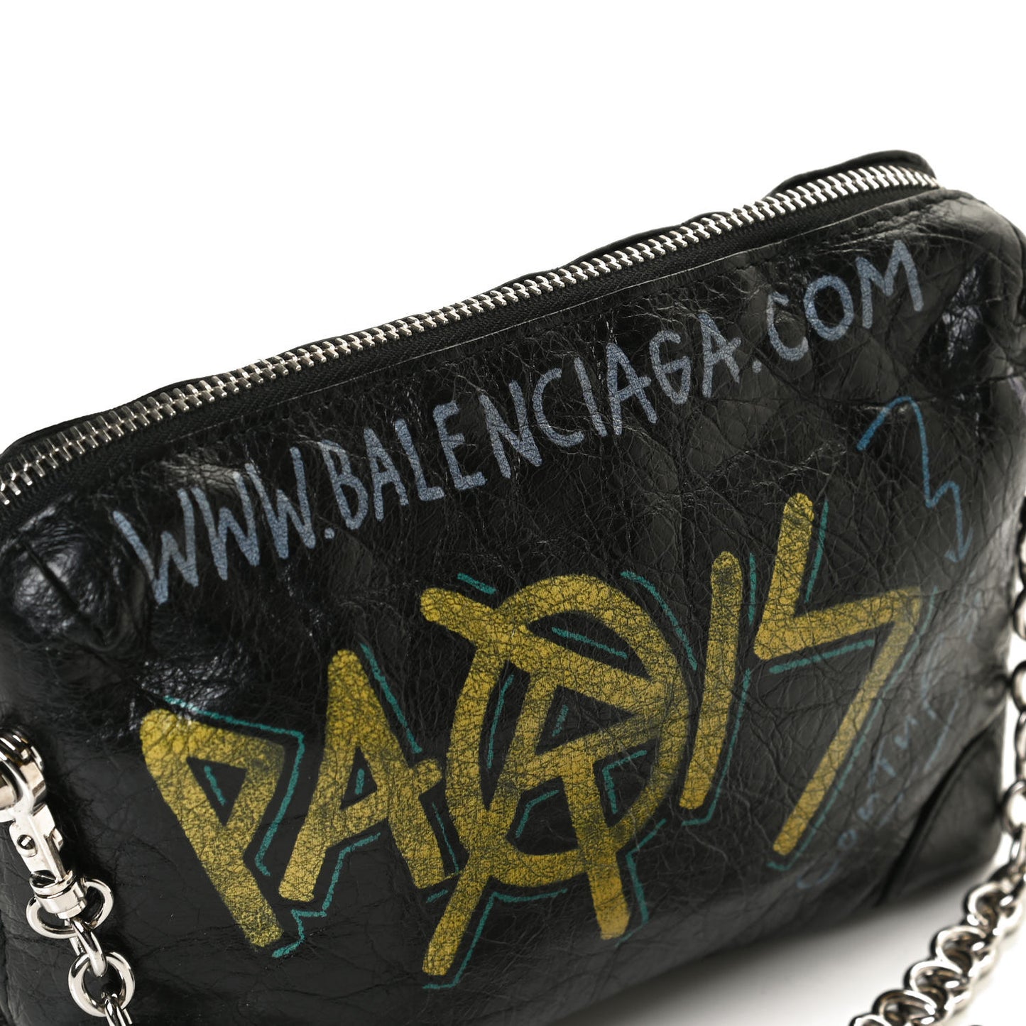 Agneau Classic Silver Hardware Graffiti Reporter XS Black