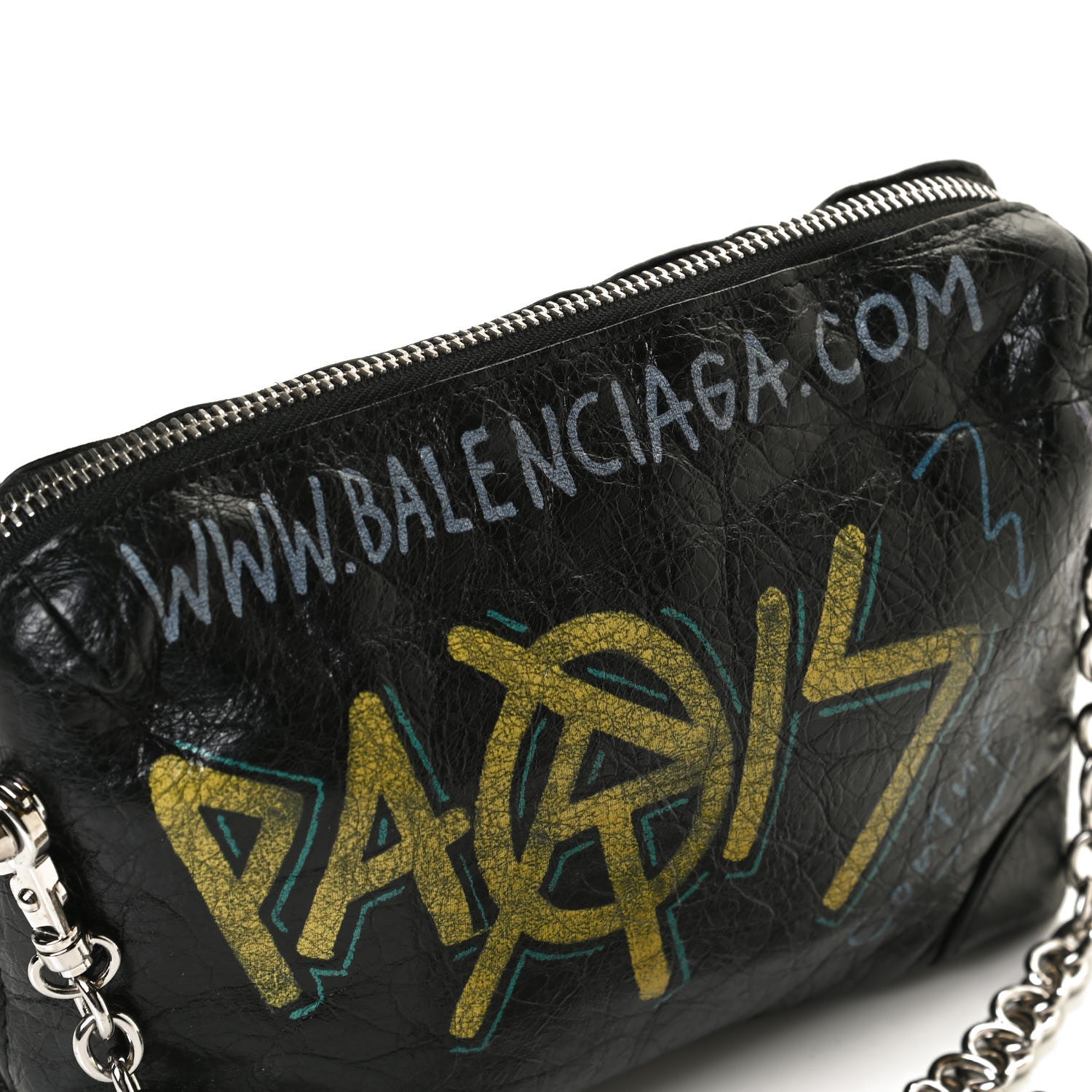 Balenciaga Agneau Classic Silver Hardware Graffiti Reporter XS Black 10 of 11