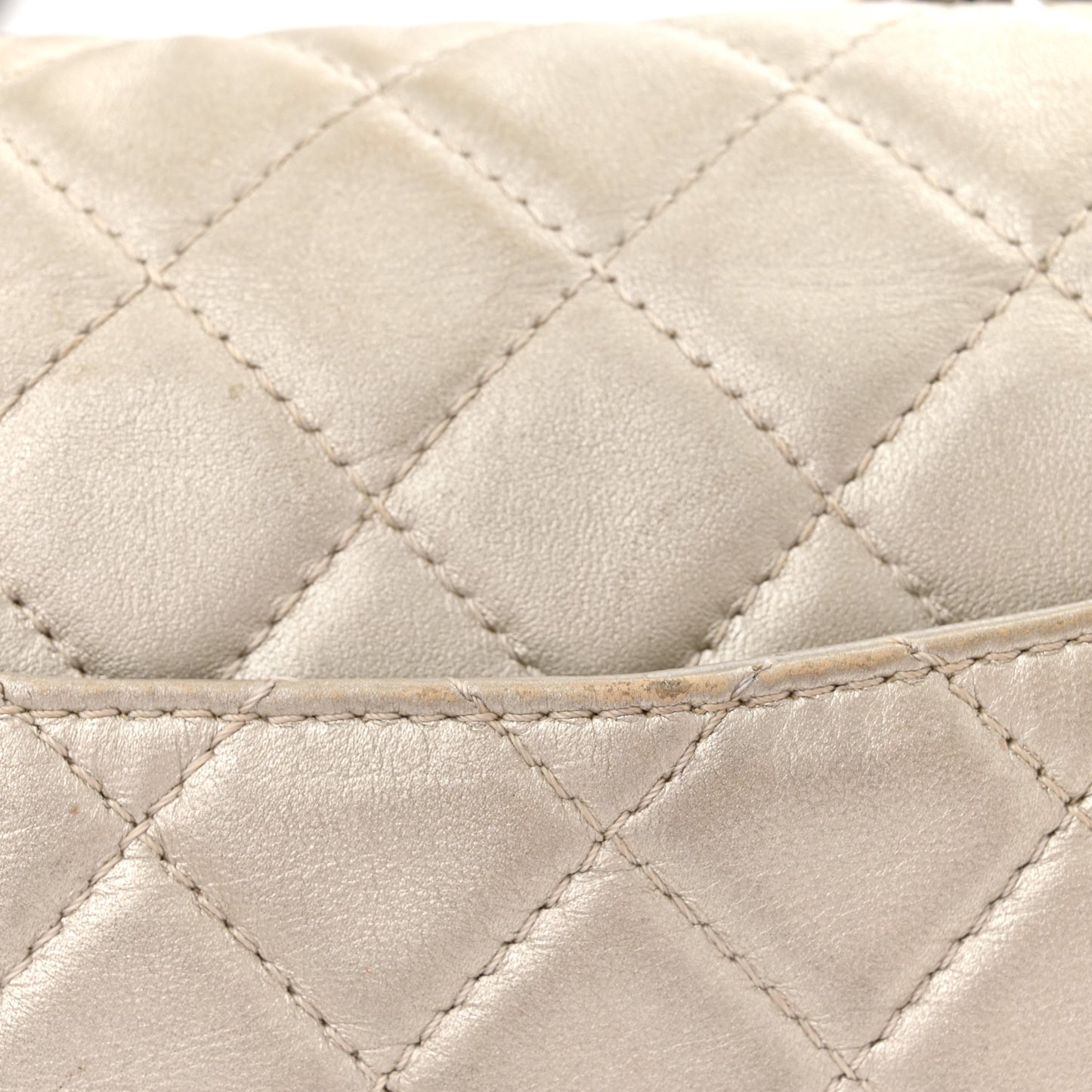 Metallic Lambskin Quilted Maxi Single Flap Silver