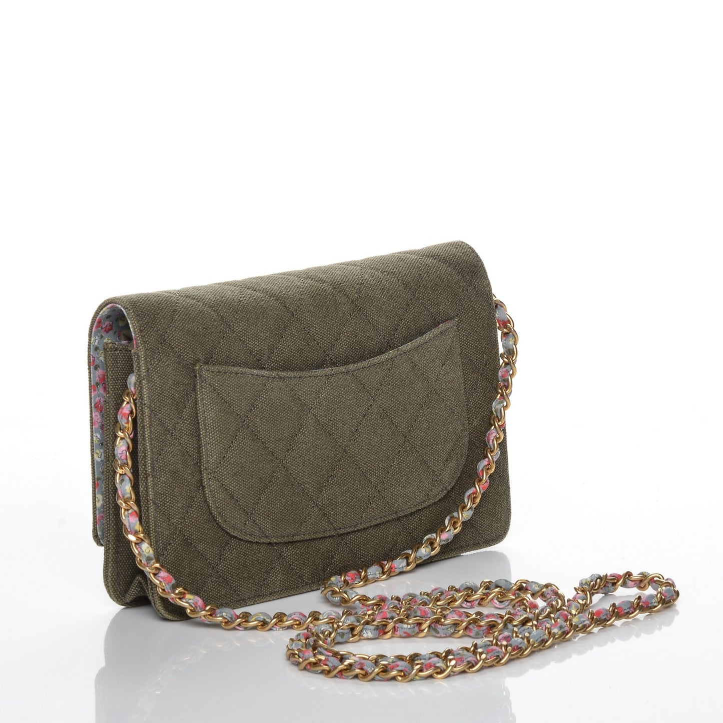 Canvas Quilted Coco Cuba Charms Wallet On Chain WOC Khaki