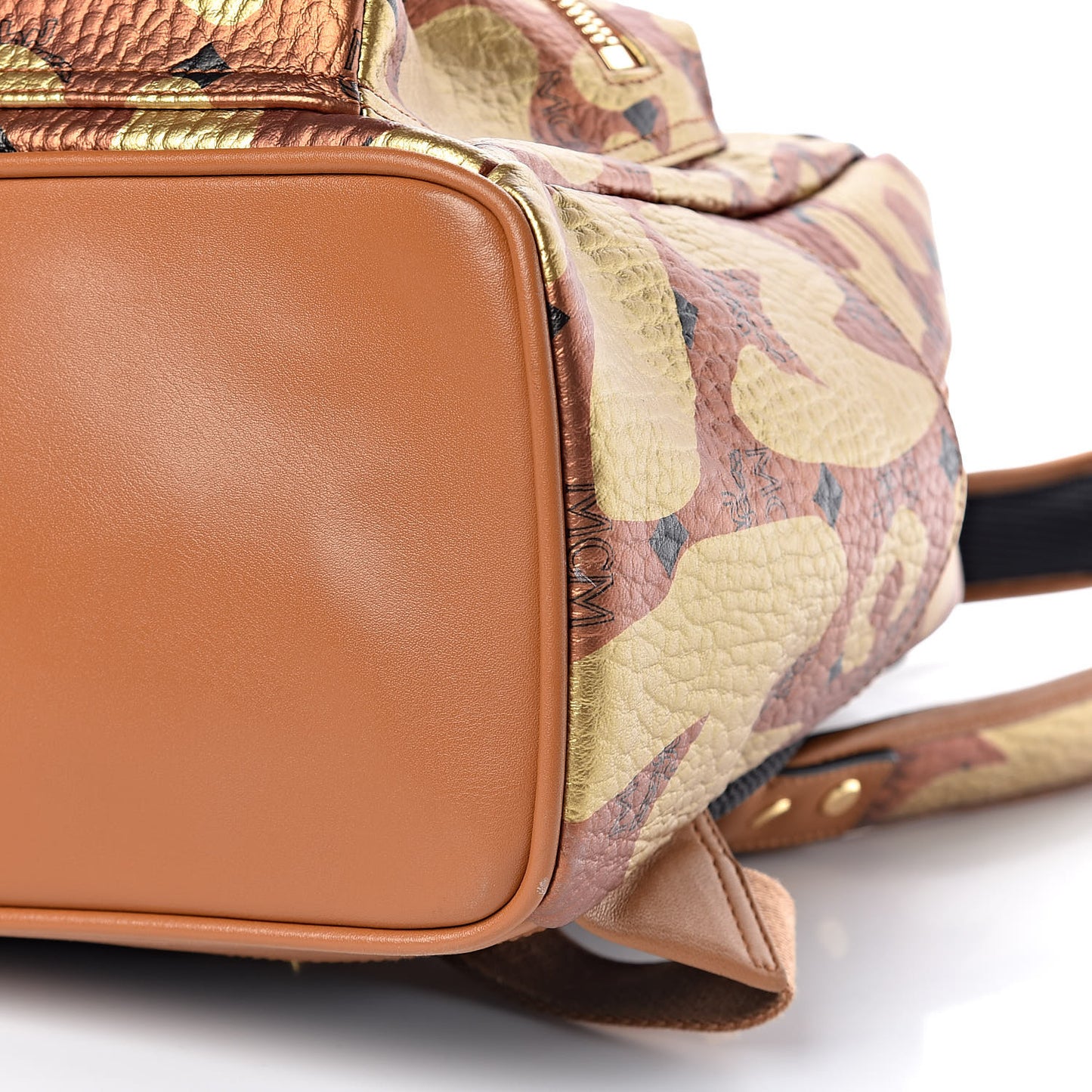 Metallic Visetos Leopard Print Small Stark Backpack Cognac