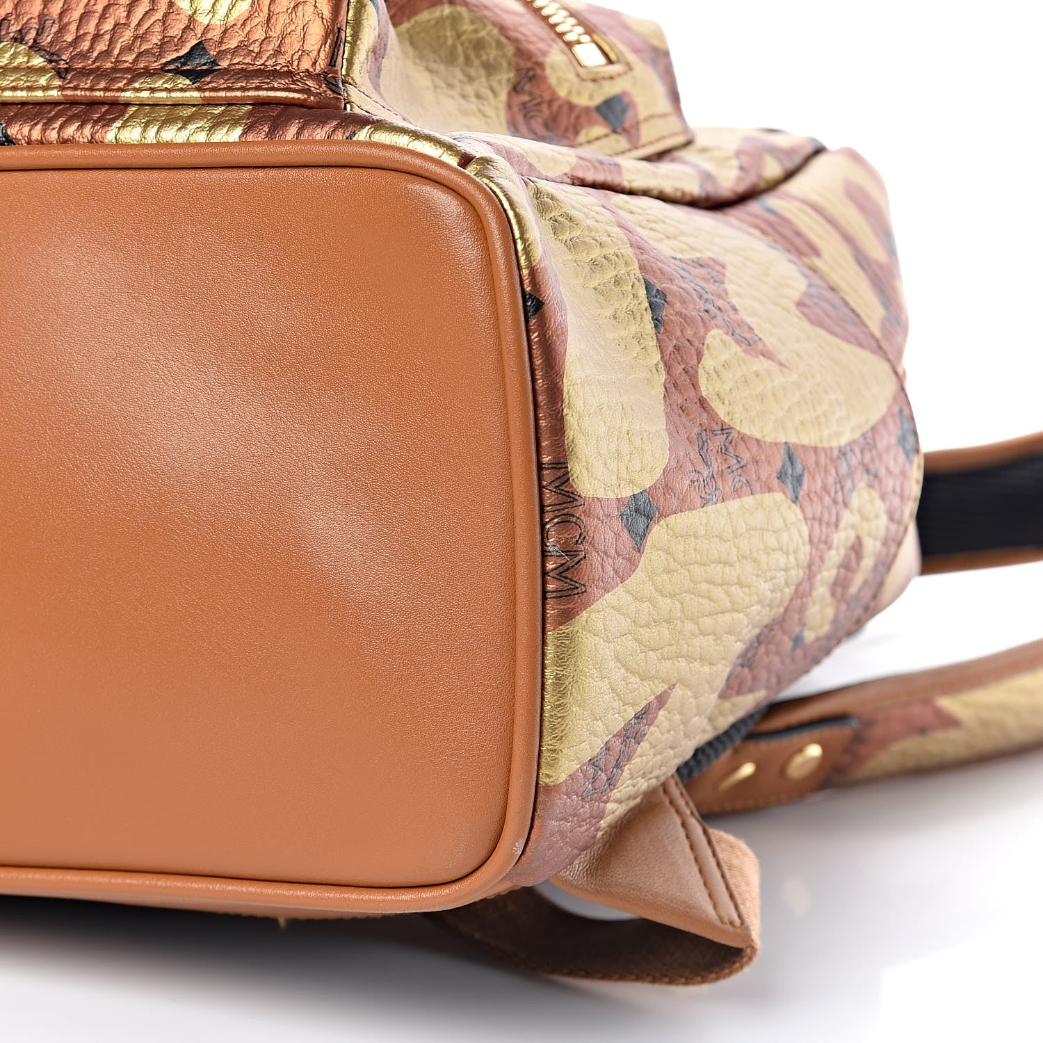 MCM Metallic Visetos Leopard Print Small Stark Backpack Cognac 11 of 11