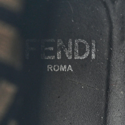 Fendi Calfskin Stretch Fabric FF Rockoko Biker Boots 40 Black Tobacco 7 of 11