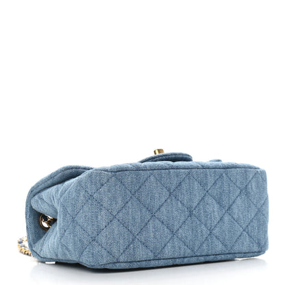 Chanel Denim Quilted Mini Pearl Crush Flap Blue 4 of 9