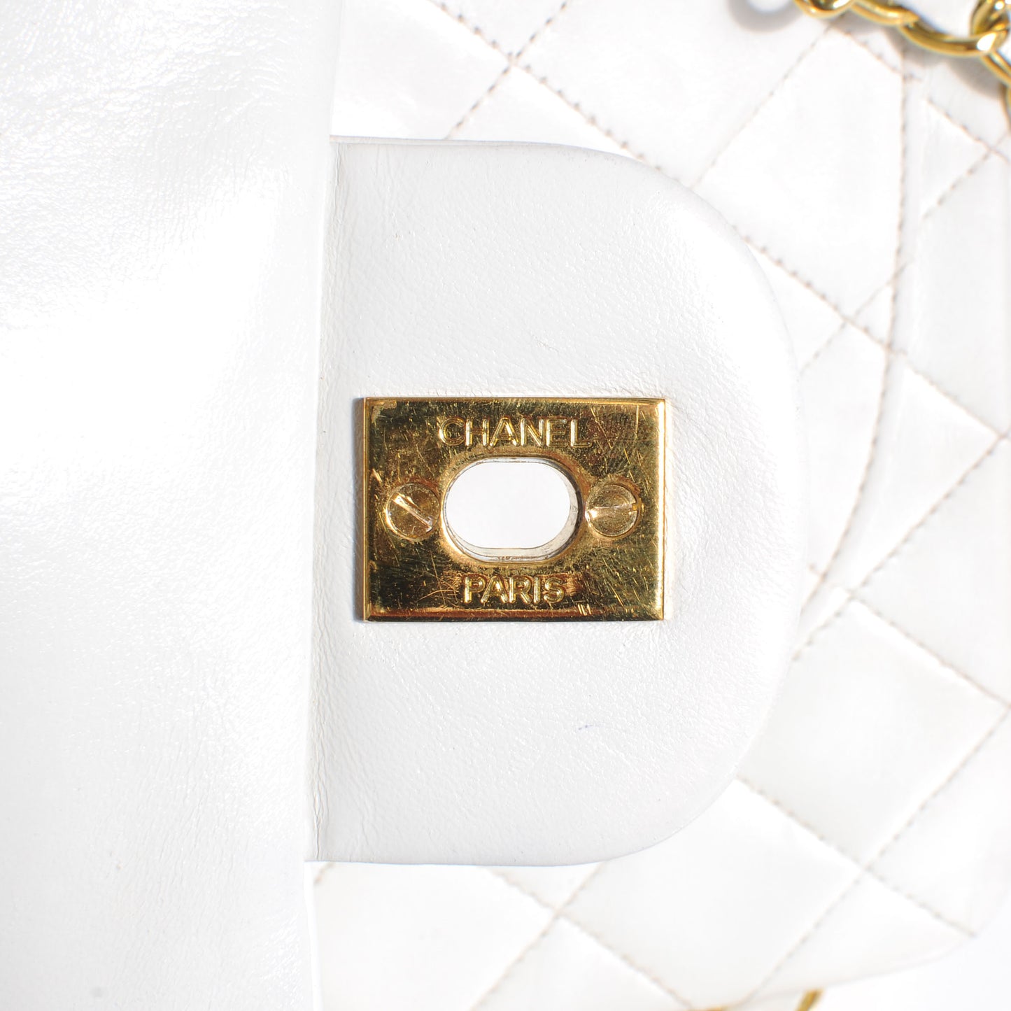 Lambskin Quilted Small Double Flap White