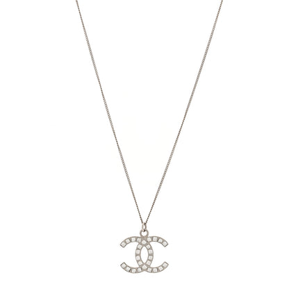 Chanel Crystal Baguette CC Necklace Silver 1 of 5