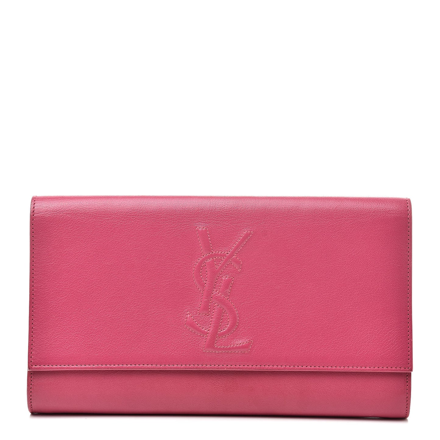 Goatskin Monogram Large Belle De Jour Clutch Lipstick Fuchsia