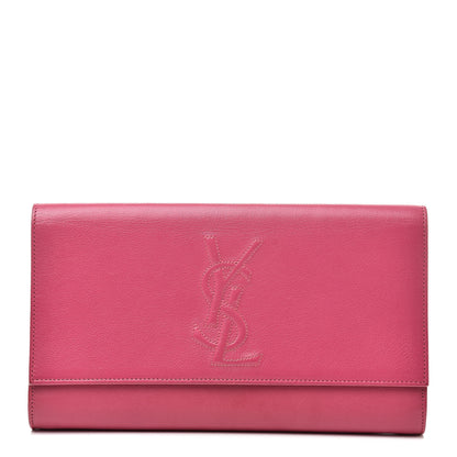 Saint Laurent Goatskin Monogram Large Belle De Jour Clutch Lipstick Fuchsia 1 of 14
