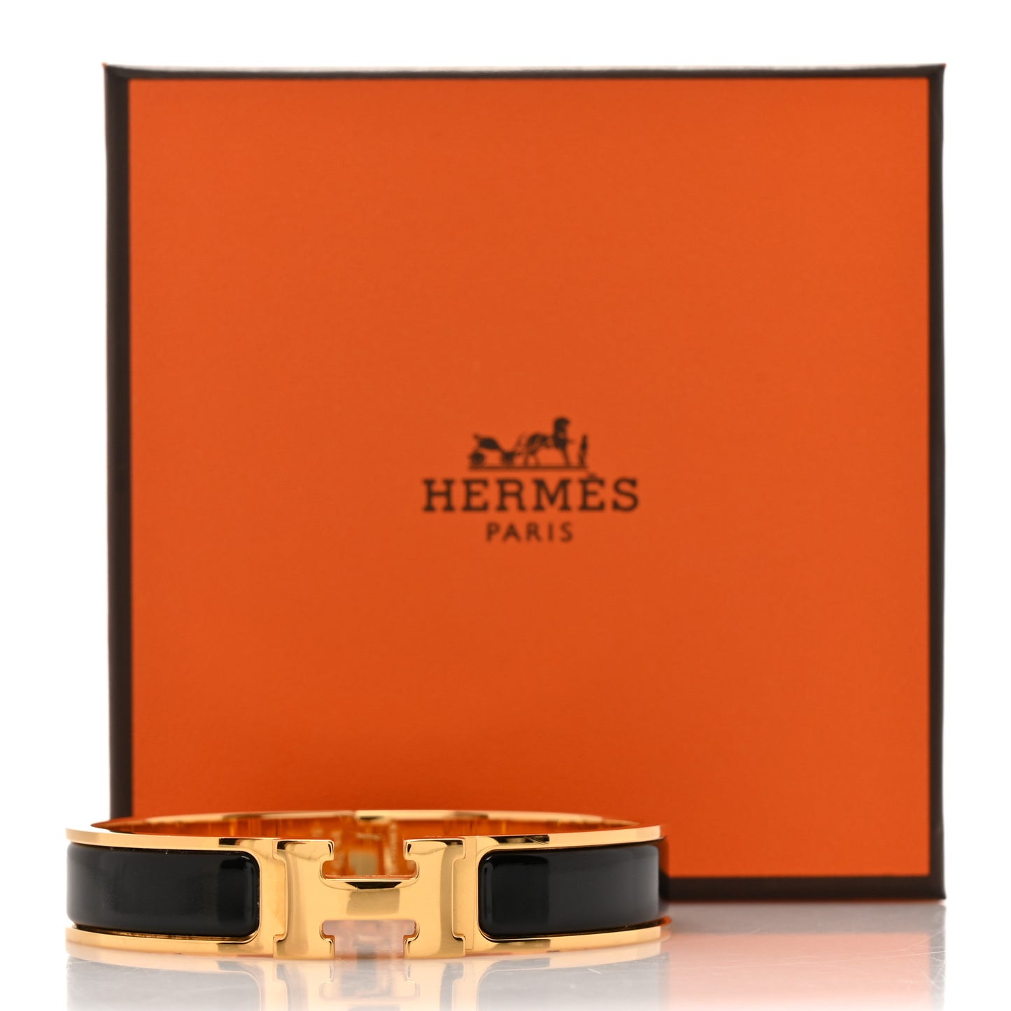 Enamel Narrow Clic Clac H Bracelet GM Black