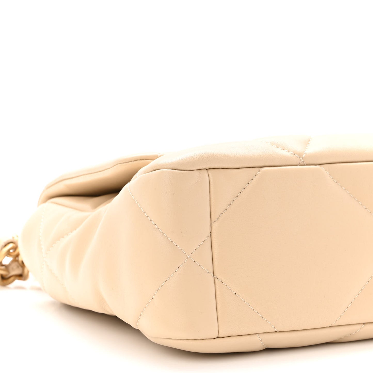 Goatskin Quilted Medium Chanel 19 Flap Beige