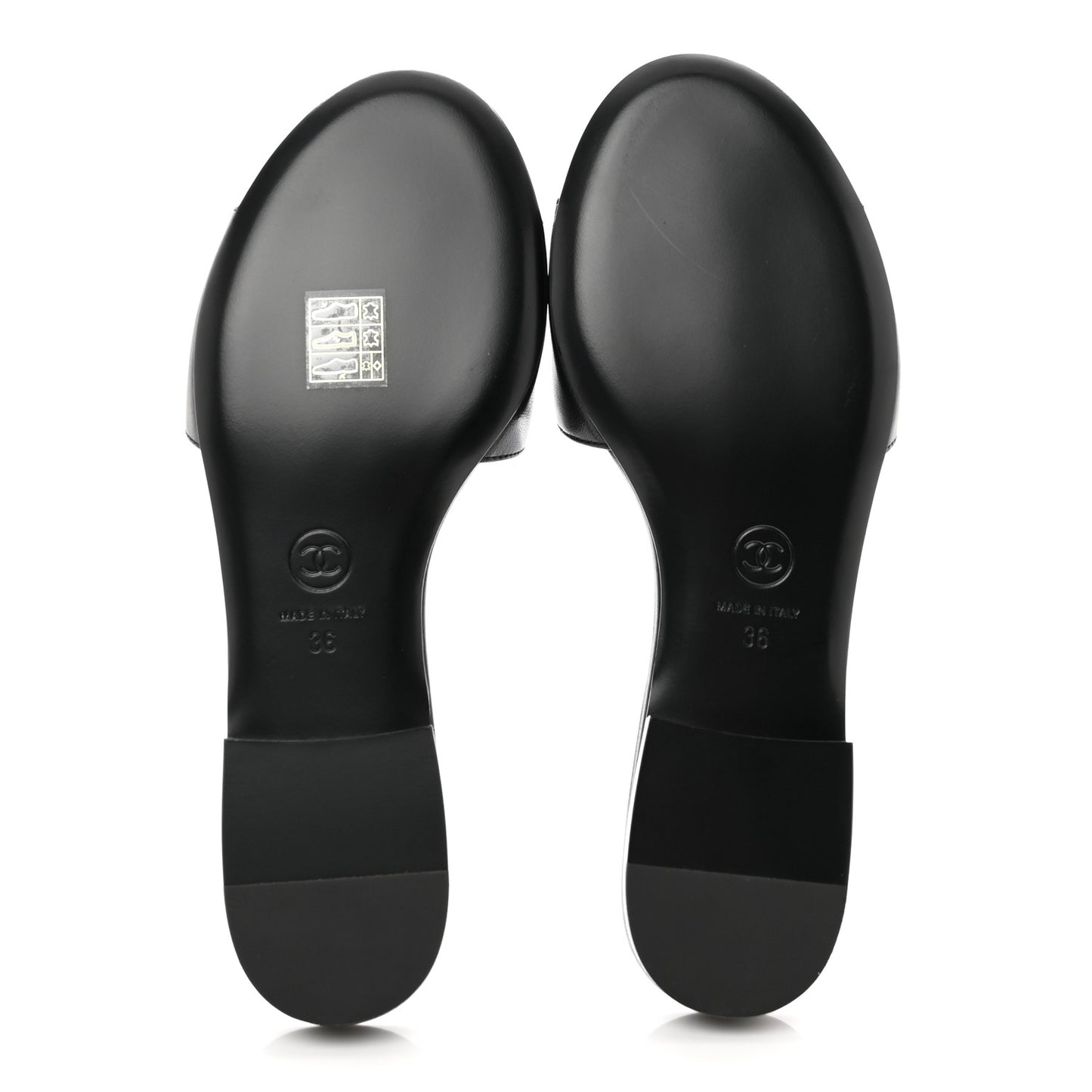 Lambskin Camellia CC Slides 36 Black
