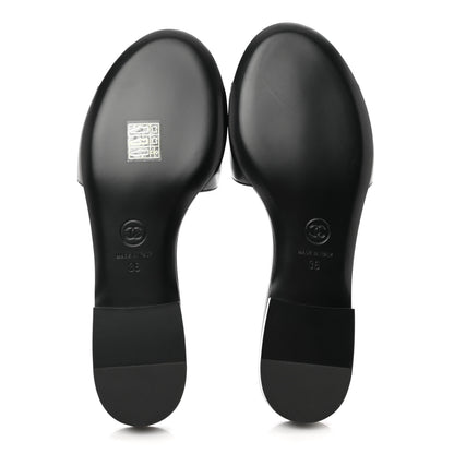 Chanel Lambskin Camellia CC Slides 36 Black 5 of 8