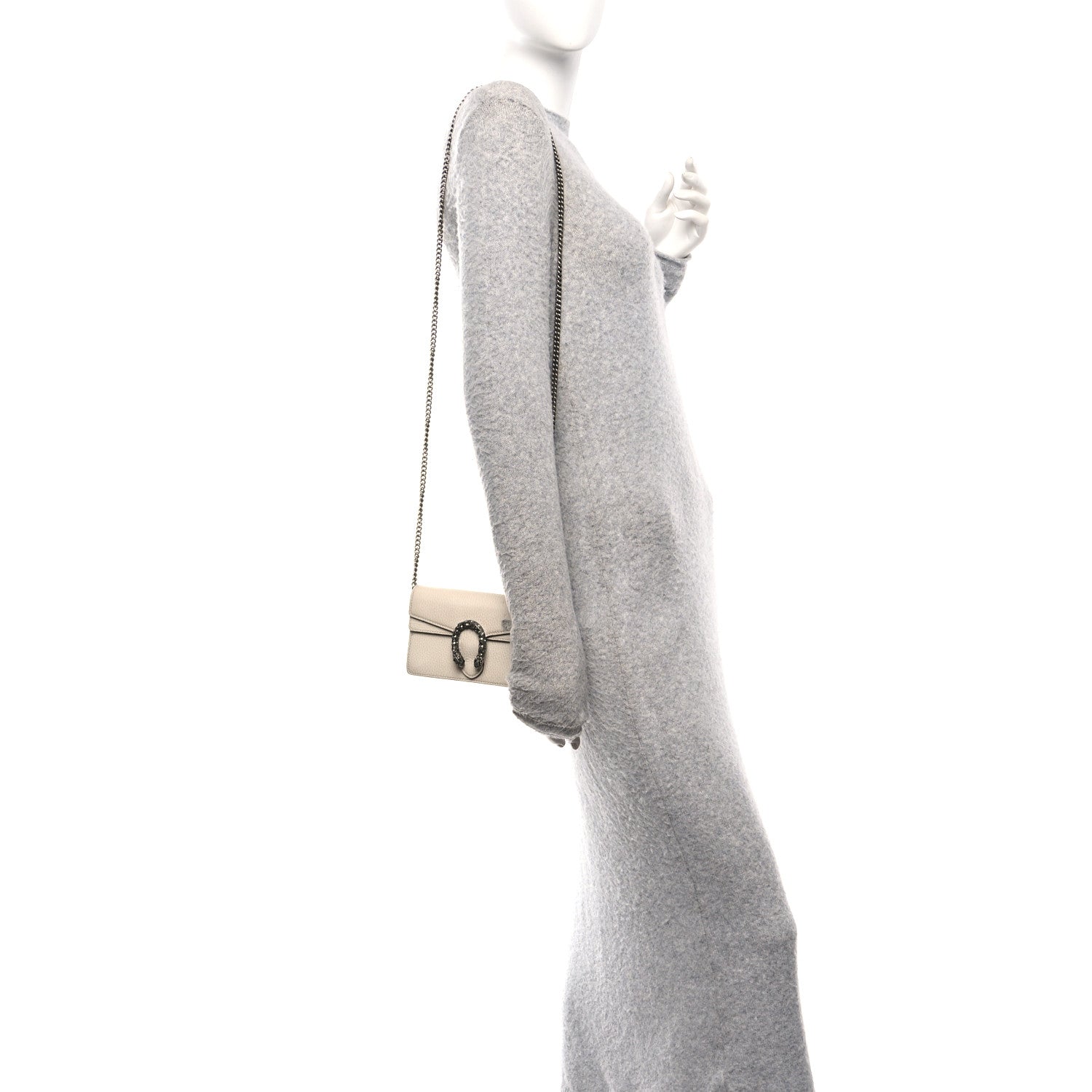 Gucci Dollar Calfskin Crystal Super Mini Dionysus Shoulder Bag Mystic White Black Diamond 2 of 14