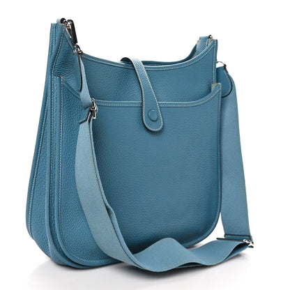 Hermes Taurillon Clemence Evelyne III PM Blue Jean 3 of 12