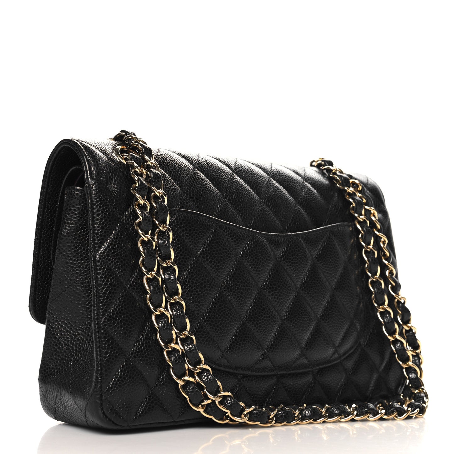 Caviar Quilted Medium Double Flap Black