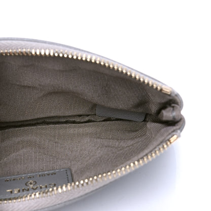 Chanel Sheepskin Chevron Quilted Small Vintage Mademoiselle Cosmetic Case Grey 4 of 4
