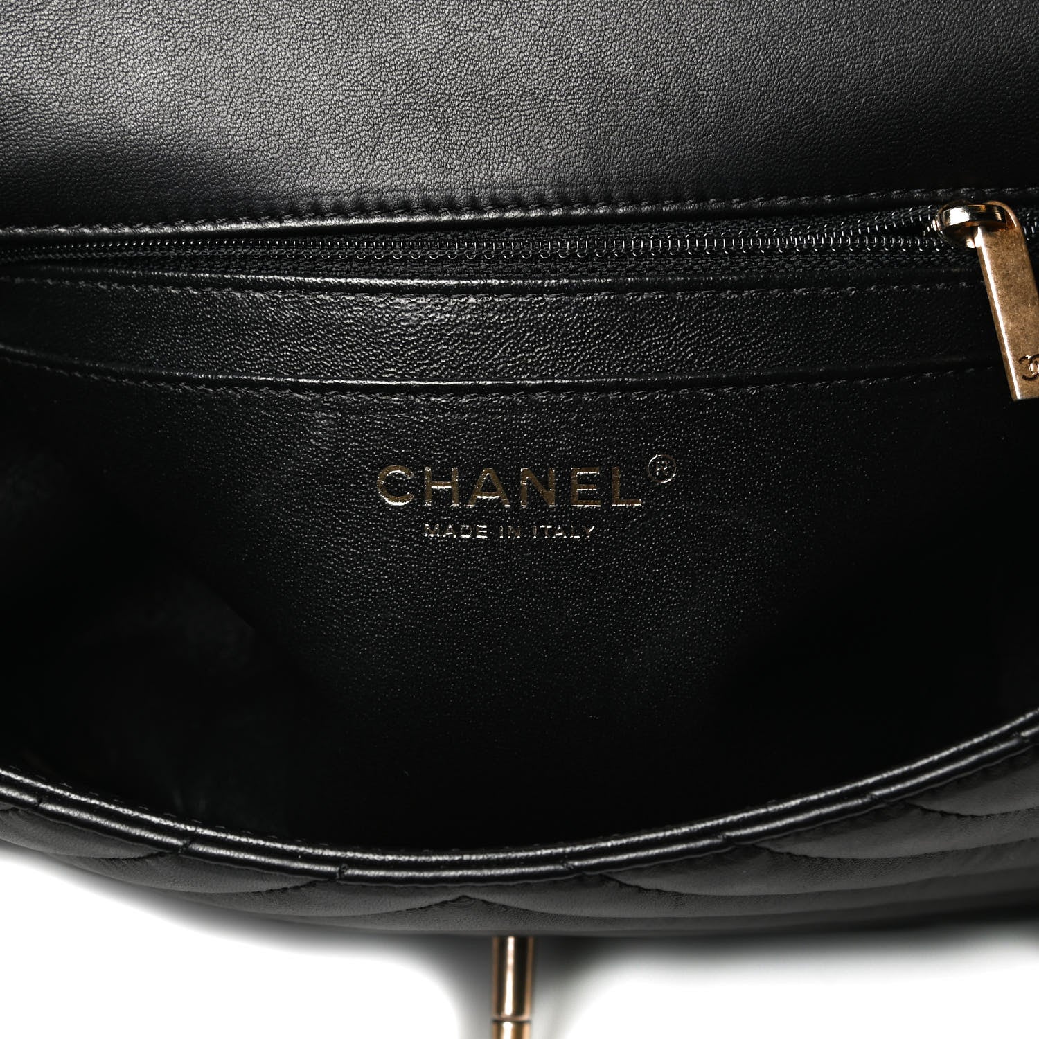 Chanel Lambskin Reverse Chevron Quilted Round Top Handle Flap Black 6 of 14