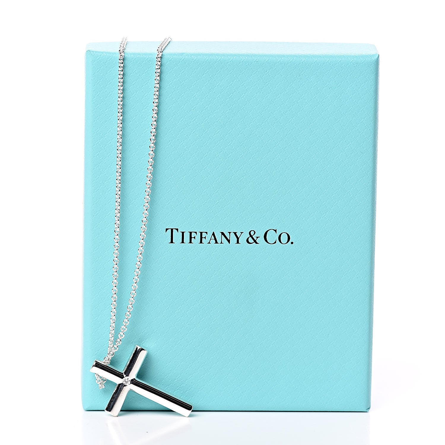 Tiffany Sterling Silver Diamond Cross Pendant Necklace 7 of 7