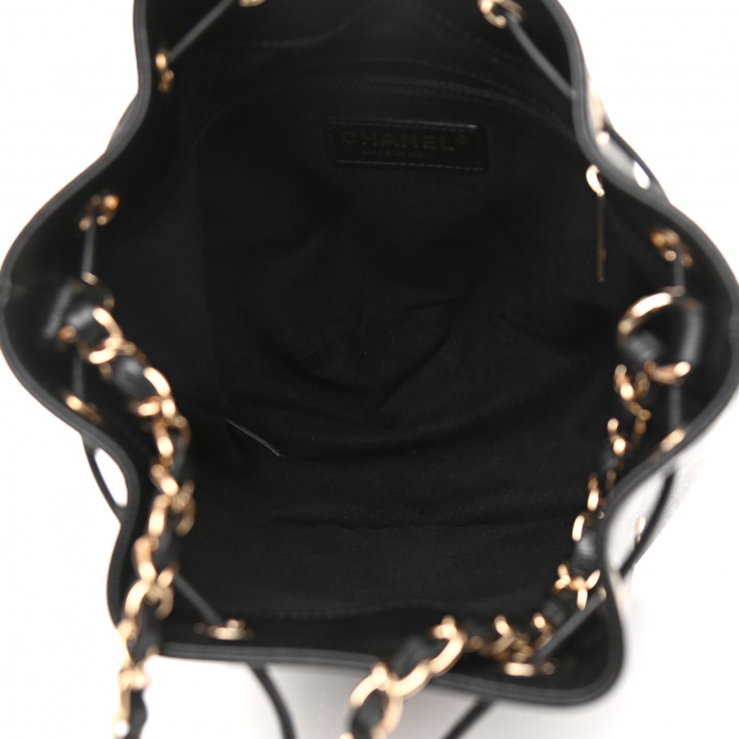 Caviar Deauville Drawstring Bucket Bag Black