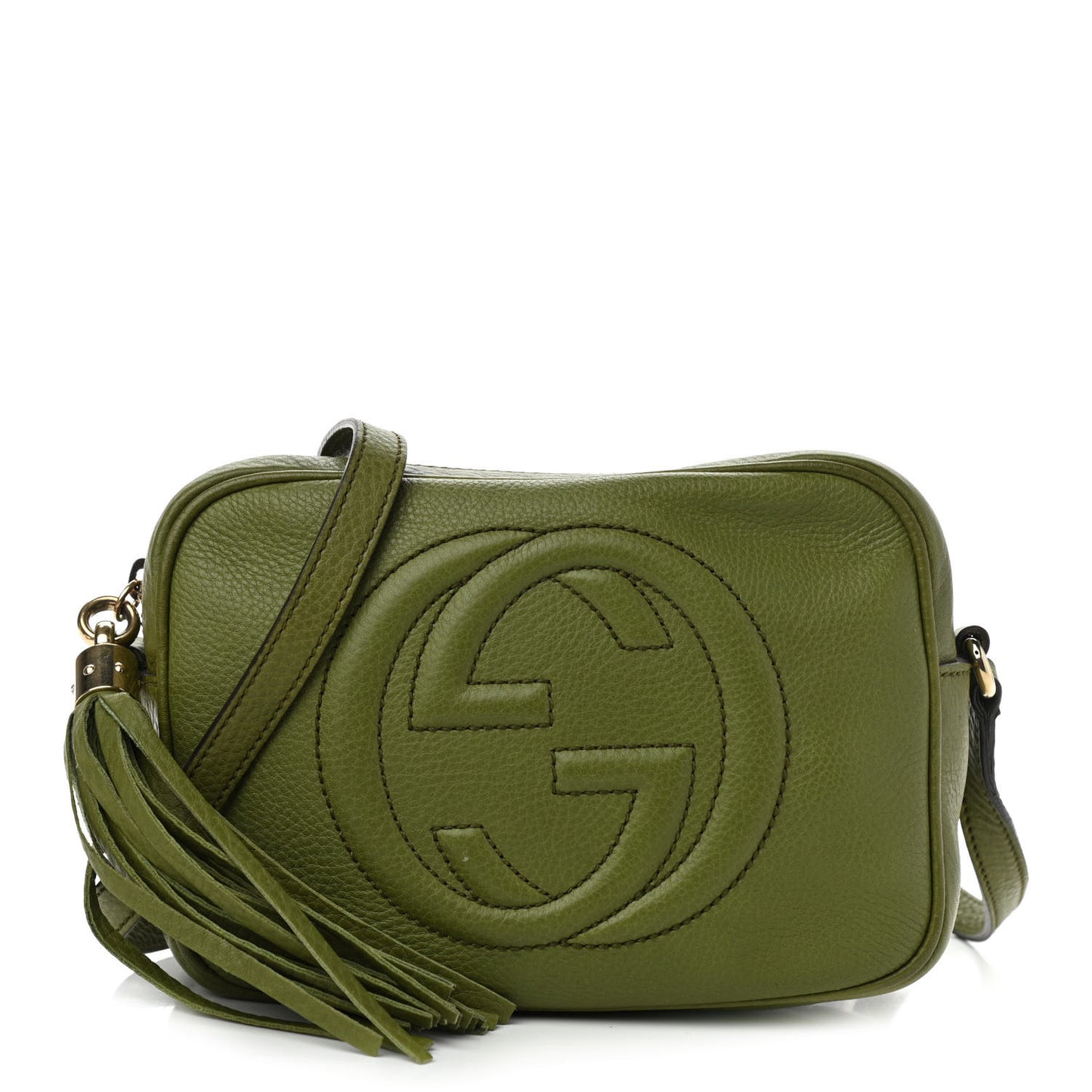 Pebbled Calfskin Small Soho Disco Bag Green