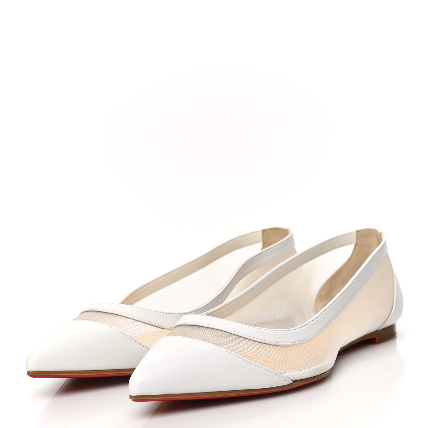 Christian Louboutin Kid Rete Galativi Flats 36 Version Blanco 3 of 9