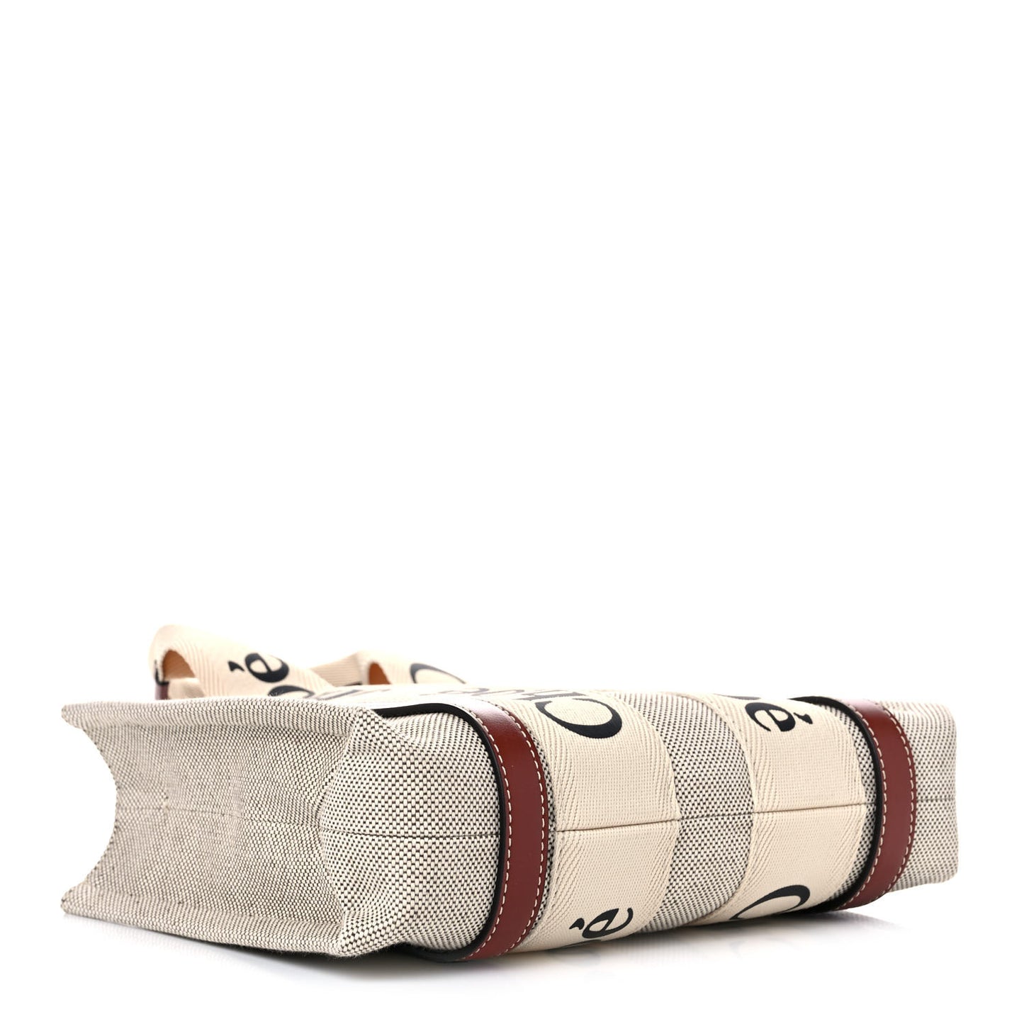 Cotton Calfskin Small Woody Ribbon Tote With Strap White Brown