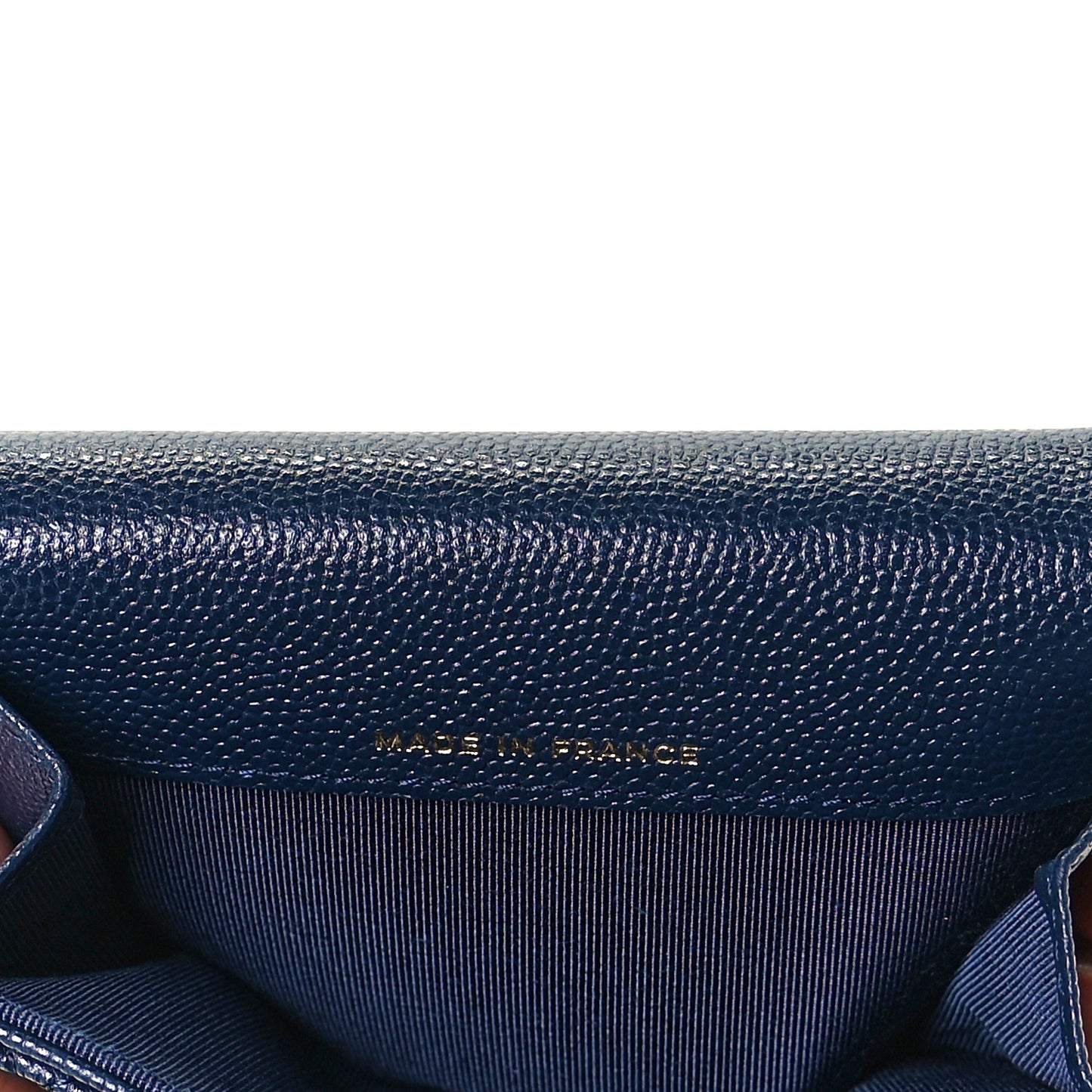 Caviar Quilted Flap Card Holder Wallet Navy Blue