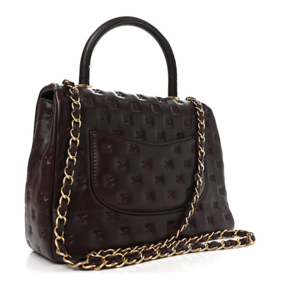 Chanel Lambskin Cross Stitch Small Coco Handle Flap Burgundy 3 of 10