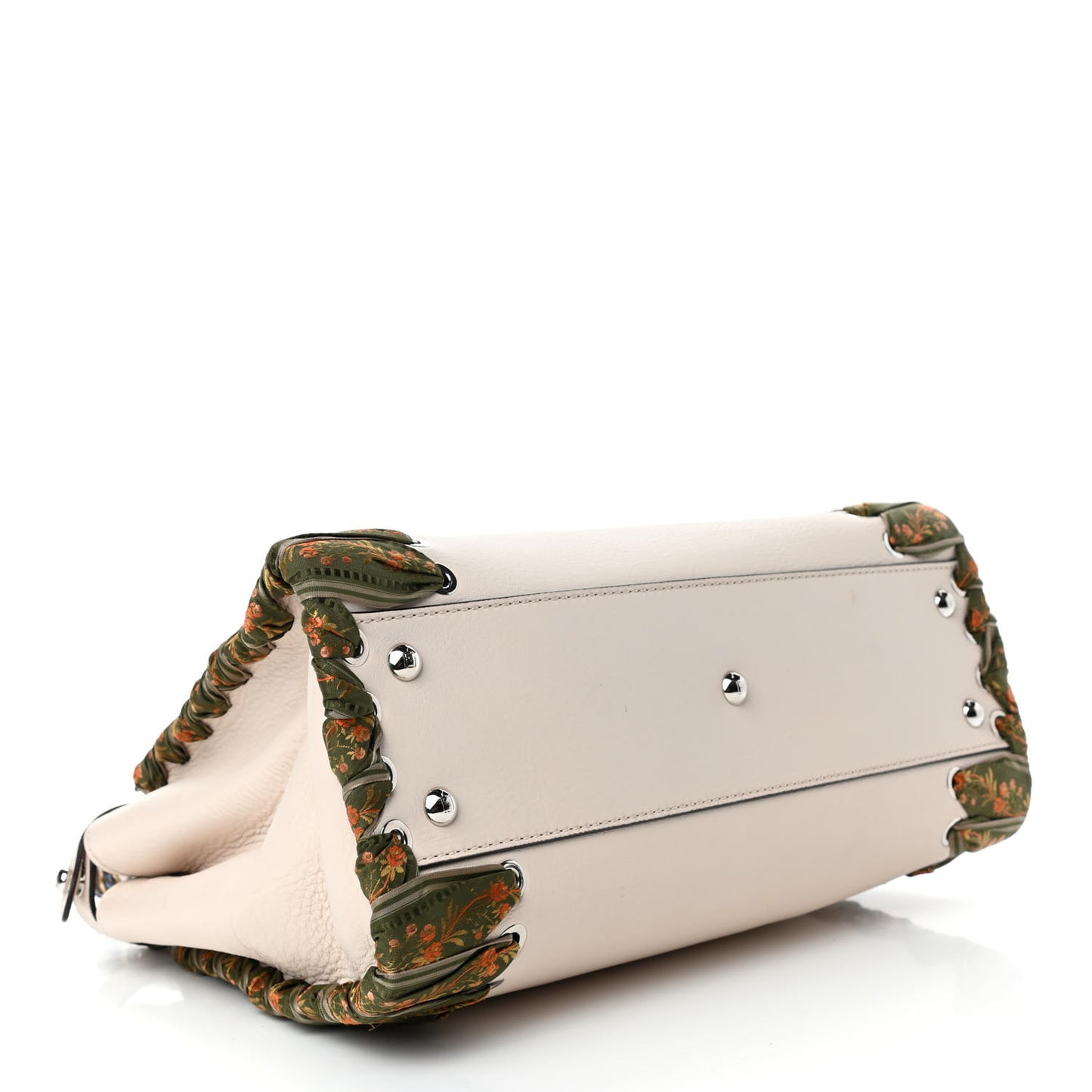 Vitello Seta Shiny Nappa Ribbon Lace Up Floral Medium Peekaboo Iconic Satchel Camelia Multicolor