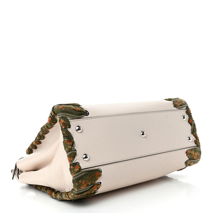 Fendi Vitello Seta Shiny Nappa Ribbon Lace Up Floral Medium Peekaboo Iconic Satchel Camelia Multicolor 3 of 4